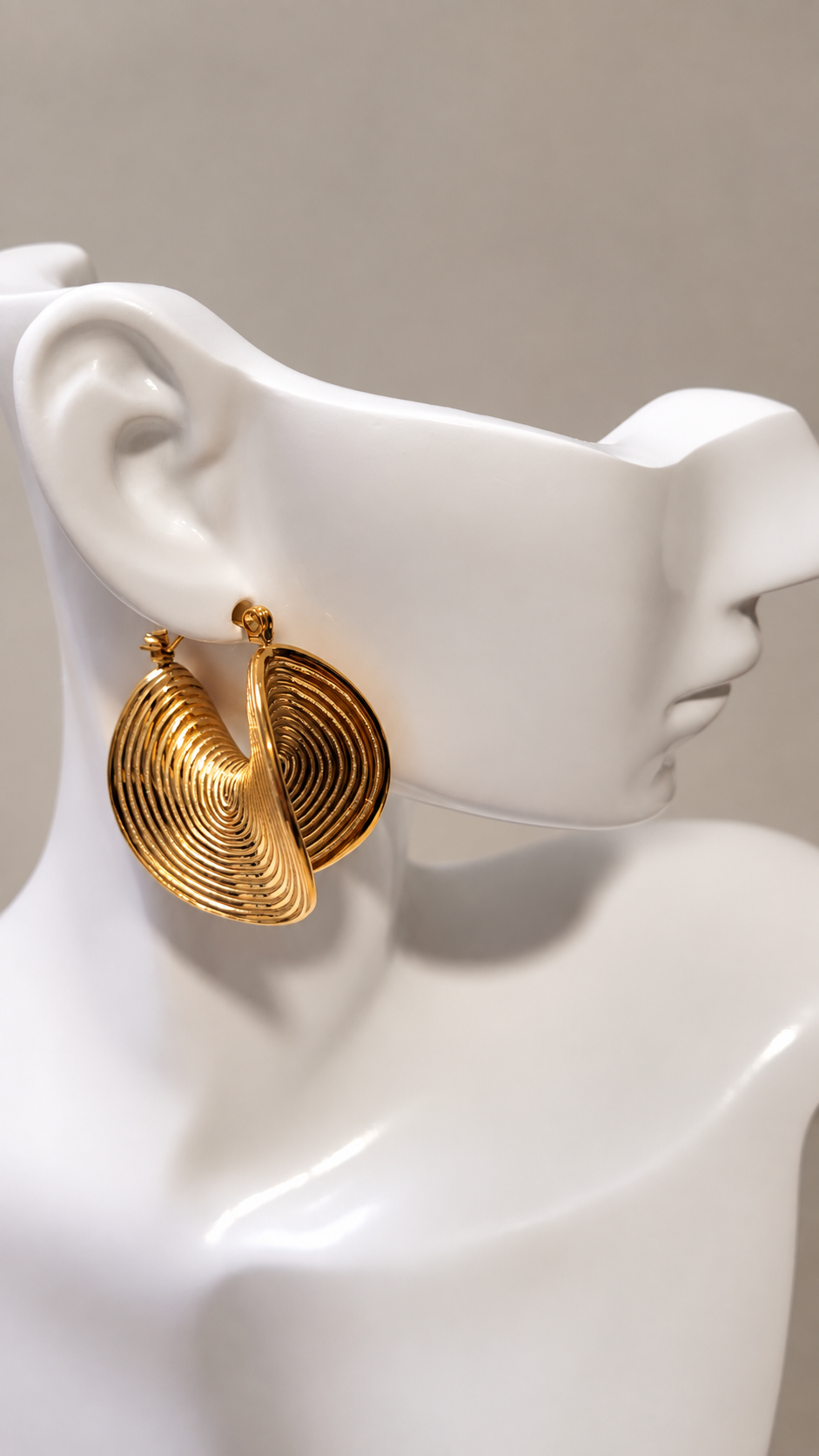 Gold-Tone Textured Statement Hoop Earrings