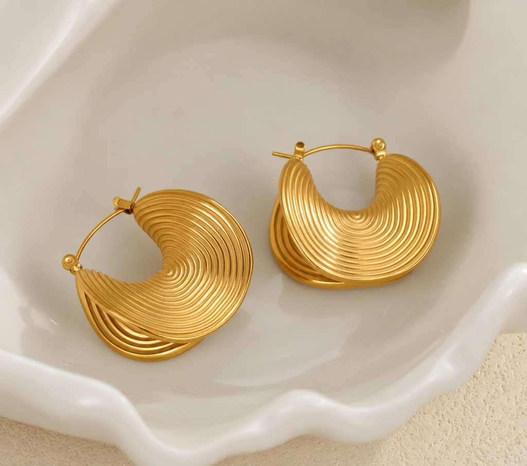 Gold-Tone Textured Statement Hoop Earrings