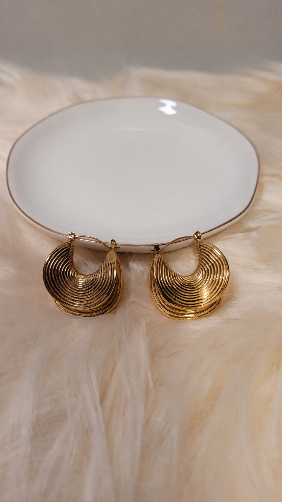 Gold-Tone Textured Statement Hoop Earrings
